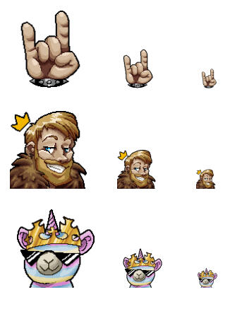 Eine Auswahl unterschiedlicher Emotes, die für einen Gaming-Twitchkanal erstellt wurden.